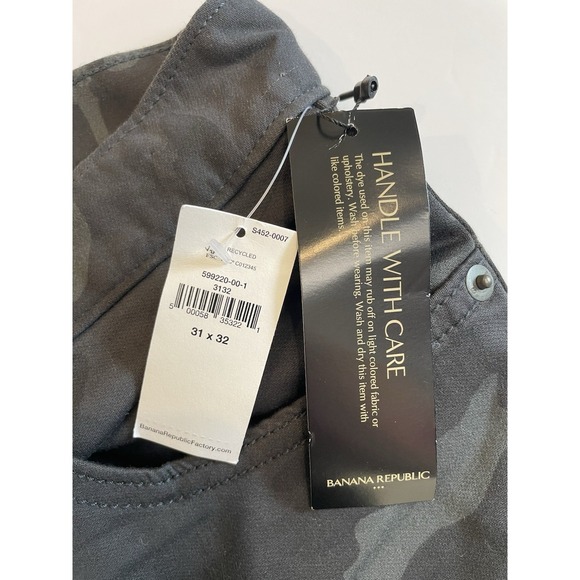 NEW Banana Republic Travel Jean Mens 31x32(31"L) Gray Camo Straight Slim Fit - Picture 6 of 9